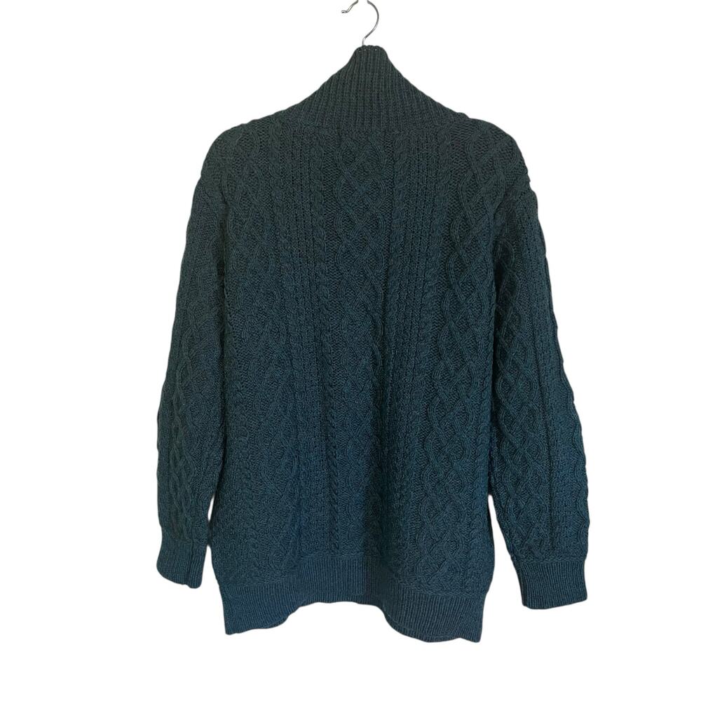 Arancrafts Women's Blue & Gray Chunky Fishermans Sweater Merino Wool Ireland XL - Picture 3 of 6